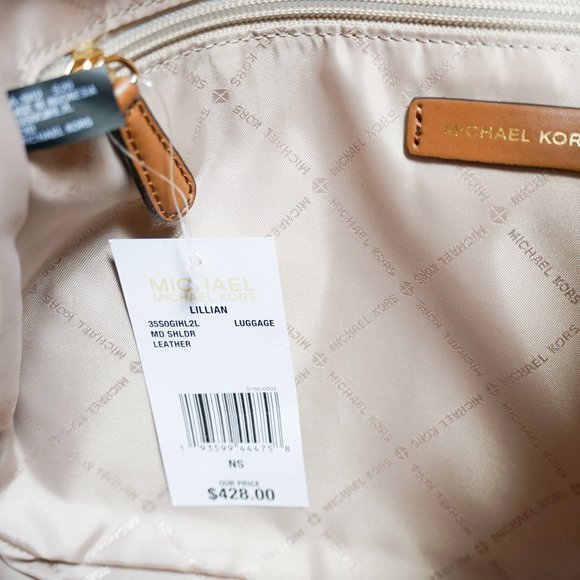 Michael Kors Lillian M Shoulder Leather Bag Brown - Picture 9 of 12